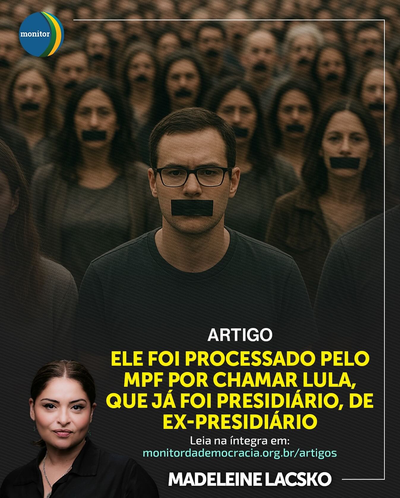 A liberdade de expressão é um pilar da democracia, mas ela tem limites? 🤔

No novo artigo para o Monitor da Democracia, a Conselheira Madeleine Lacsko analisa o caso em que o MPF processou um indivíduo por chamar o presidente Lula de “ex-presidiário”.

O texto mergulha fundo na discussão jurídica e social, questionando:
➡️ Onde termina o direito de opinar e começa o discurso de ódio ou a difamação?
➡️ Qual o papel do Ministério Público em casos como este?
➡️ Como a Justiça Eleitoral tem se posicionado?

Um conteúdo essencial para entender os contornos do debate político atual e a defesa das instituições democráticas.

Não fique de fora dessa discussão importante! Leia o artigo completo clicando no link na nossa bio! 🔗

#monitordademocracia #madeleinelacsko #liberdadedeexpressão #debatepolítico #democracia #direito #mpf #justicaeleitoral #artigo #análisepolítica