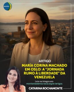 🕊️ Da clandestinidade à aclamação em Oslo: A jornada heroica de María Corina Machado.

A líder da oposição venezuelana, María Corina Machado, protagonizou uma fuga digna de filme para chegar a Oslo e fazer ouvir a voz da Venezuela livre. 🇻🇪✨

No seu mais recente artigo para o Monitor, a Conselheira Catarina Rochamonte analisa este momento histórico. Desde a travessia perigosa pelo Mar das Caraíbas até à emoção no Grand Hotel, o texto retrata os detalhes desta “jornada rumo à liberdade” e o contundente discurso lido pela sua filha, Ana Corina, na cerimónia do Nobel da Paz. 🏆

Este é um testemunho de coragem inabalável contra a tirania de Maduro e um grito de esperança por um país que, apesar de ferido, se recusa a ser derrotado. Como escreve a autora, uma luta que é “ética pela verdade, existencial pela vida e espiritual pelo bem”.

📖 Leia a análise completa da Conselheira Catarina Rochamonte no site do Monitor da Democracia.

🔗 Link na bio

#venezuelalivre #mariacorinamachado #nobeldapaz #monitordademocracia #catarinarochamonte #direitoshumanos #liberdade #oslo #democracia #venezuela
