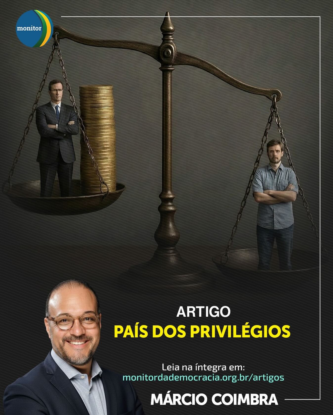 📢 Novo artigo do Presidente do Instituto Monitor da Democracia, Márcio Coimbra.

👉 O Brasil é o “País dos Privilégios”?

A máquina pública deveria servir à nação, mas o que vemos são números que impressionam e exigem reflexão:

•  R$ 20 bilhões é o custo anual de 53 mil servidores que recebem acima do teto constitucional.
•  O salário no setor público federal é, em média, 96% maior do que no privado.
•  O custo do nosso Judiciário chega a 1,6% do PIB – quatro vezes a média dos países da OCDE.

O artigo argumenta que essa distorção não é um mero erro gerencial, mas uma escolha política deliberada. A inércia em promover uma reforma administrativa sustenta privilégios, enquanto recursos que poderiam estar na saúde, educação e infraestrutura alimentam uma “elite burocrática”.

💡 Precisamos reposicionar o debate: a reforma não é só sobre cortar gastos, mas um imperativo moral e econômico para desarmar as armadilhas que nos mantêm como um país subdesenvolvido.

🔗 Leia o artigo completo e reflita conosco! O link está na nossa bio.

#monitordademocracia #marciocoimbra #brasil #reformaadministrativa #privilégios #justiçafiscal #politicabrasileira #artigo #reflexão