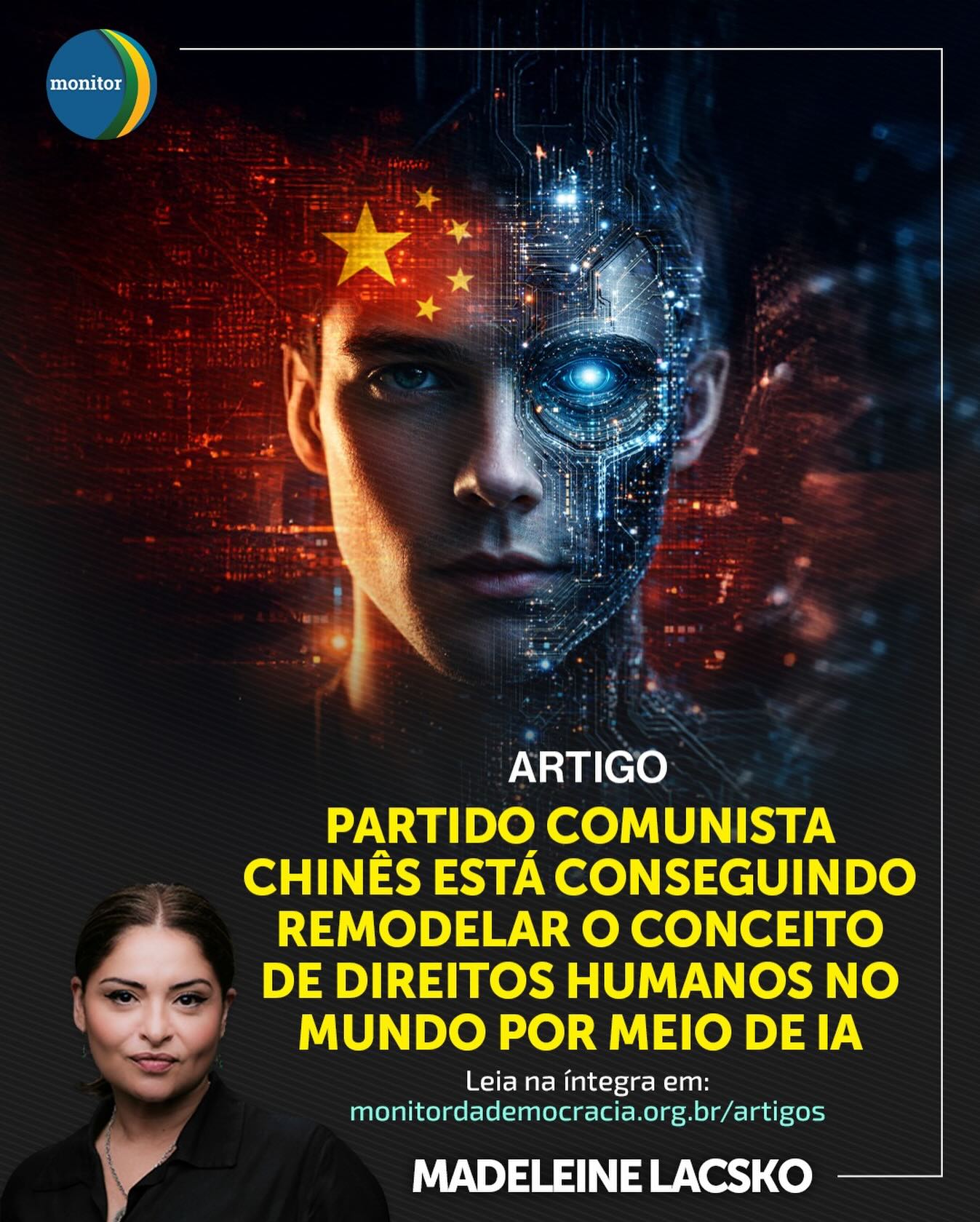 E se a censura não parecesse mais censura, mas apenas o “funcionamento normal” do sistema? 📱⚠️

A nova coluna de Madeleine Lacsko no Monitor da Democracia traz um alerta urgente: o uso da IA pelo regime chinês para esvaziar o sentido dos Direitos Humanos. Quando a vigilância se torna “gestão” e a repressão vira “prevenção de riscos”, a liberdade individual corre um perigo silencioso.

A tecnologia não é neutra. Ela pode ser a infraestrutura de um controle permanente.

👇 Você acha que a IA facilita o controle social ou amplia a nossa liberdade? Comenta aqui embaixo!

E não deixe de ler o texto completo. Link disponível na bio.

#ia #vigilancia #monitordademocracia #madeleinelacsko liberdade
