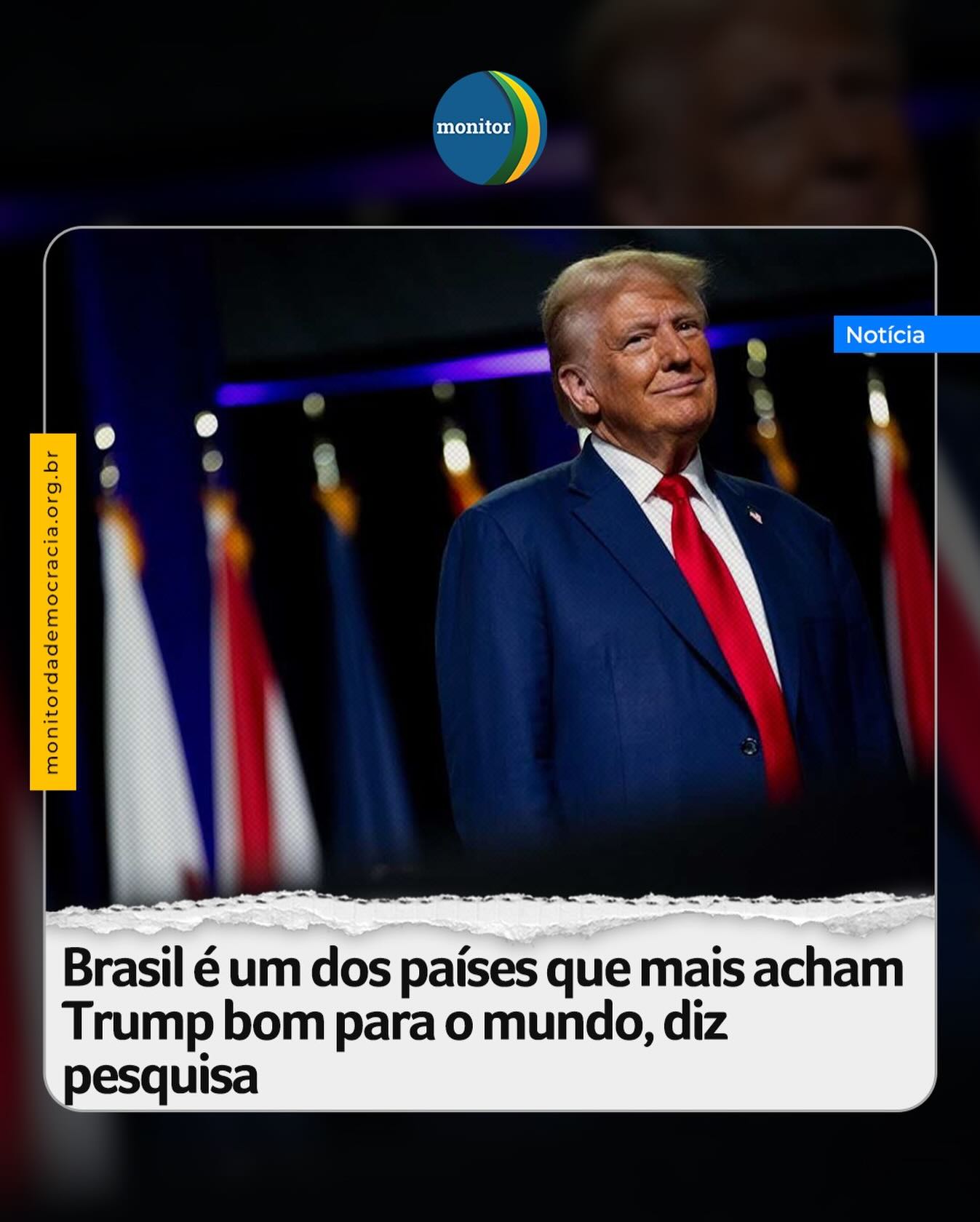 Os brasileiros estão entre as populações de grandes economias que mais acreditam que as políticas do presidente dos Estados Unidos, Donald Trump, são boas para o mundo. É esta a opinião de um em cada três brasileiros, de acordo com uma pesquisa publicada nesta segunda-feira (9) pela Conferência de Segurança de Munique.

Ainda assim, segundo o estudo, pelo menos metade dos entrevistados brasileiros não acham que as políticas de Trump sejam boas para o Brasil ou para o mundo. A maioria dos cidadãos nos onze países pesquisados enxergam com maus olhos a gestão do republicano.

#trump #eua #brasil #popularidade #monitordademocracia
