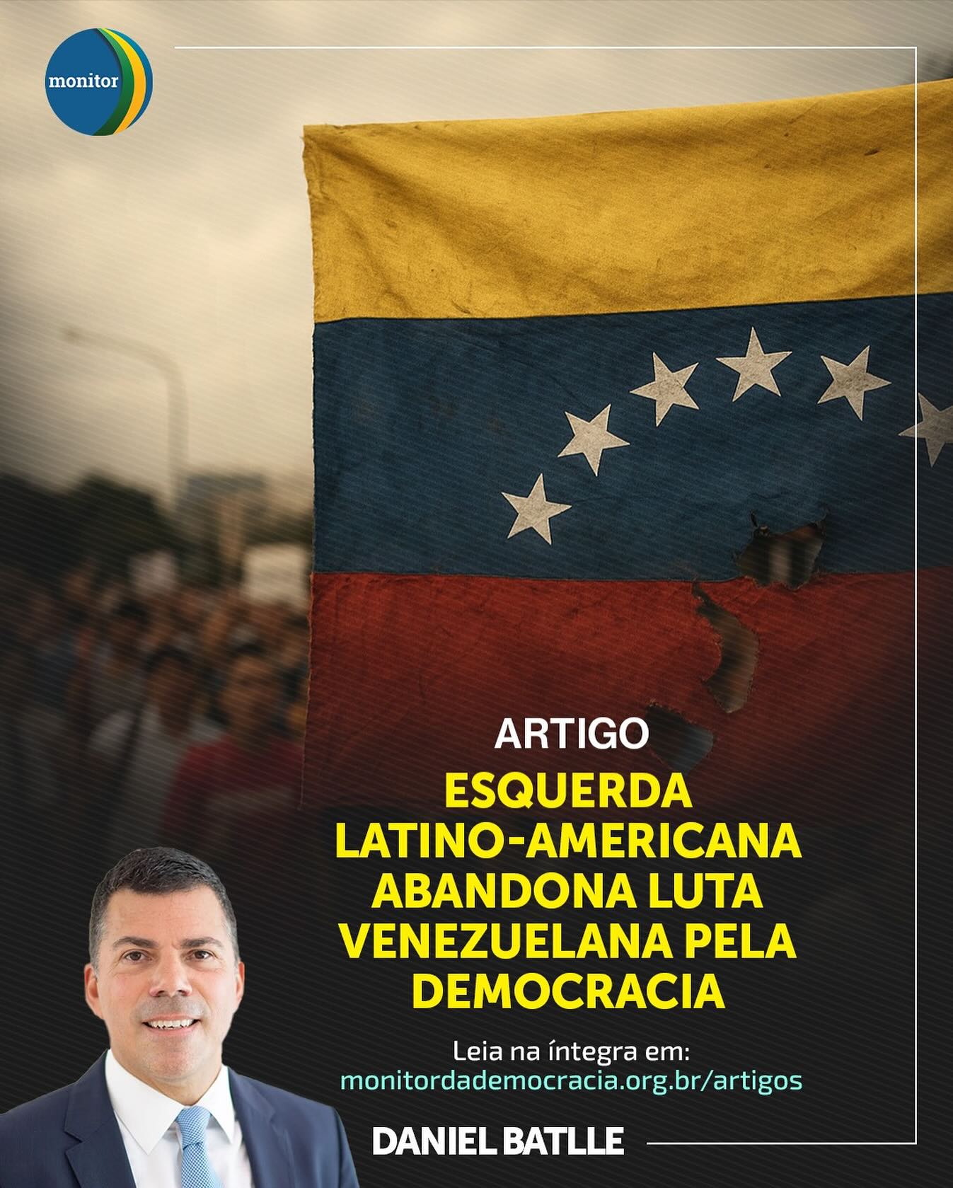 A esquerda latino-americana silenciou. Mas por quê? 🎤

No novo artigo para o Monitor da Democracia, o conselheiro Daniel Batlle analisa um fenômeno preocupante: o abandono, por parte de grandes lideranças da esquerda regional, da luta do povo venezuelano por democracia e liberdade.

O texto examina as contradições, os interesses políticos e as alianças que falam mais alto do que a defesa consistente dos direitos humanos. É uma leitura essencial para entender as complexas dinâmicas geopolíticas da América Latina.

Não fique de fora desta discussão crucial. Acesse o link na nossa bio e leia o artigo completo!

#monitordademocracia #danielbatlle #venezuela #democracia #direitoshumanos #esquerda #américalatina #geopolitica #artigo #análisepolítica