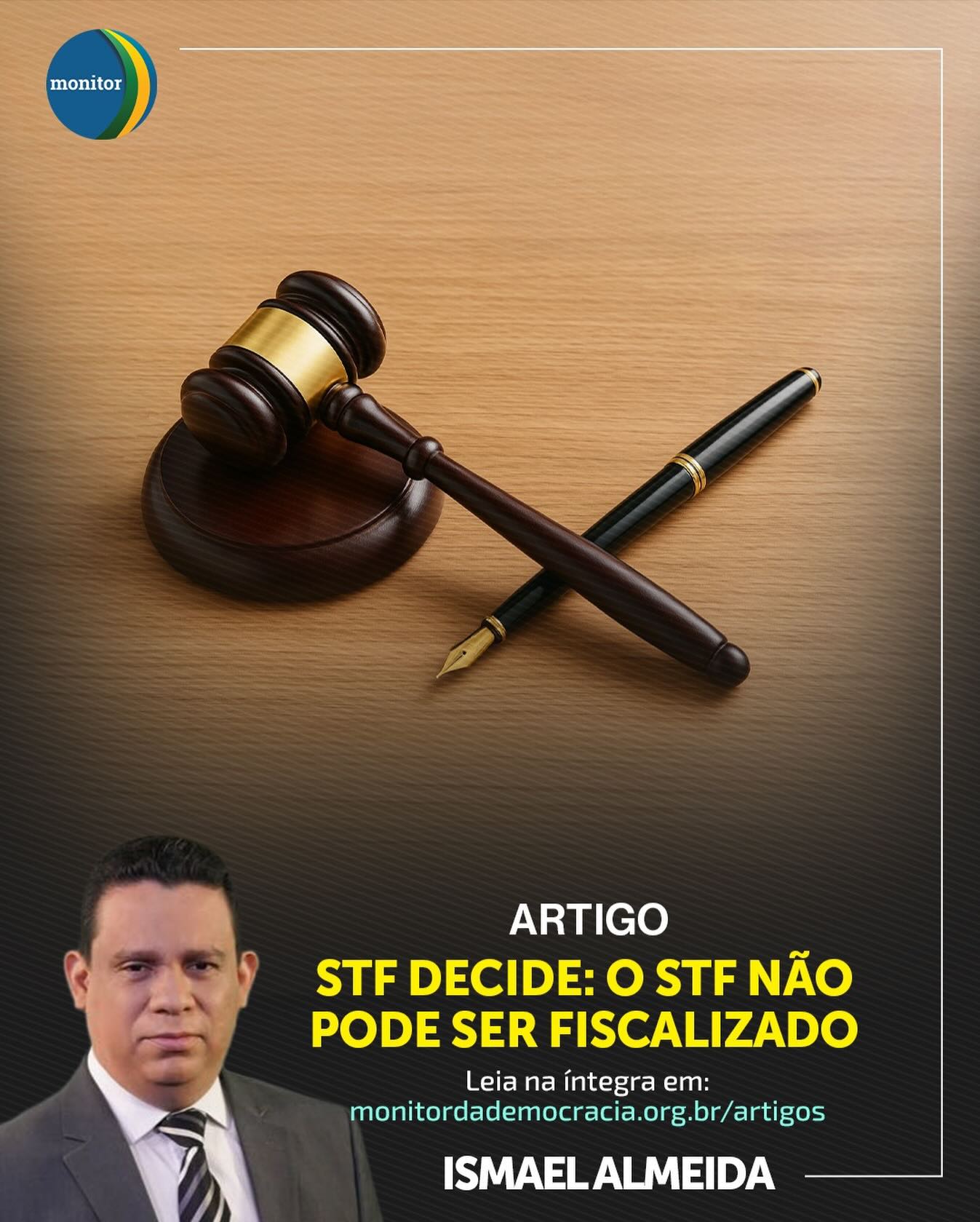 🚨 O STF ACABOU DE DECIDIR: ele mesmo não pode ser fiscalizado.

Em decisão monocrática, o ministro Gilmar Mendes acabou com a possibilidade de qualquer cidadão denunciar ministros do Supremo por crime de responsabilidade. A partir de agora:

❌ Só a PGR (nomeada pelo Presidente) poderá pedir impeachment
❌ O Senado precisará de 2/3 logo de cara para sequer abrir o processo
❌ O povo foi oficialmente afastado do controle sobre o Supremo

O argumento? “Proteger a democracia”.

O resultado? Um Poder da República acima de qualquer controle popular e político.

Leia o artigo completo do Conselheiro Ismael Almeida no Monitor da Democracia. Análise jurídica implacável sobre a decisão que redesenhou o sistema de freios e contrapesos do Brasil – sem passar pelo Congresso e sem perguntar ao povo.

🔗 Link na bio 

Você acha normal um tribunal decidir que não pode ser fiscalizado?

Comenta aqui embaixo 👇

#stf #impeachment #gilmarmendes #direitoconstitucional #monitordademocracia