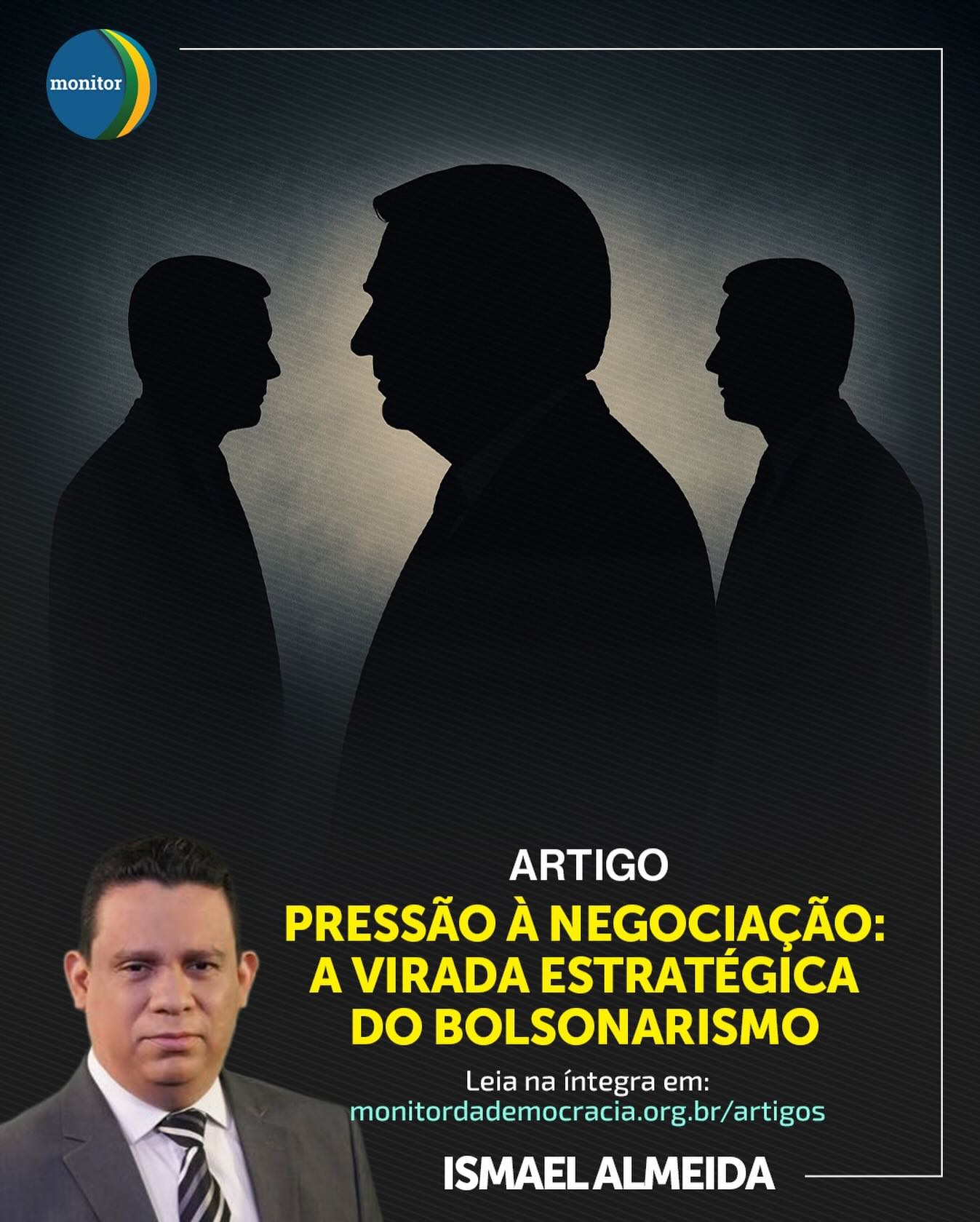 A VIRADA DE JOGO DO BOLSONARISMO: De Pressionado a Agente da Negociação.

A estratégia para as eleições de 2026 acaba de ser redefinida.

A prisão do ex-presidente Jair Bolsonaro era vista por setores do centro e do mercado como a pressão ideal para forçá-lo a apoiar Tarcísio de Freitas, com a anistia como moeda de troca. 🤝

💡 Mas, como explica Ismael Almeida em sua análise para o Monitor da Democracia, o lançamento de Flávio Bolsonaro como alternativa alterou completamente o xadrez.

Bolsonaro deixou de ser o alvo e passou a ser quem pressiona. Se a anistia não avançar, Flávio permanece na disputa, dividindo o campo da direita e beneficiando o governo atual.

O centro está encurralado, tendo que escolher entre negociar ou enfrentar um cenário de incerteza que não agrada ao mercado.

Não subestime a força desse grupo. O jogo virou!

Leia a análise completa e entenda essa manobra estratégica:
🔗 Link na bio.

#politicabrasileira #bolsonarismo #eleicoes2026 #estratégiapolítica #analise #monitordademocracia #jairbolsonaro #flaviobolsonaro