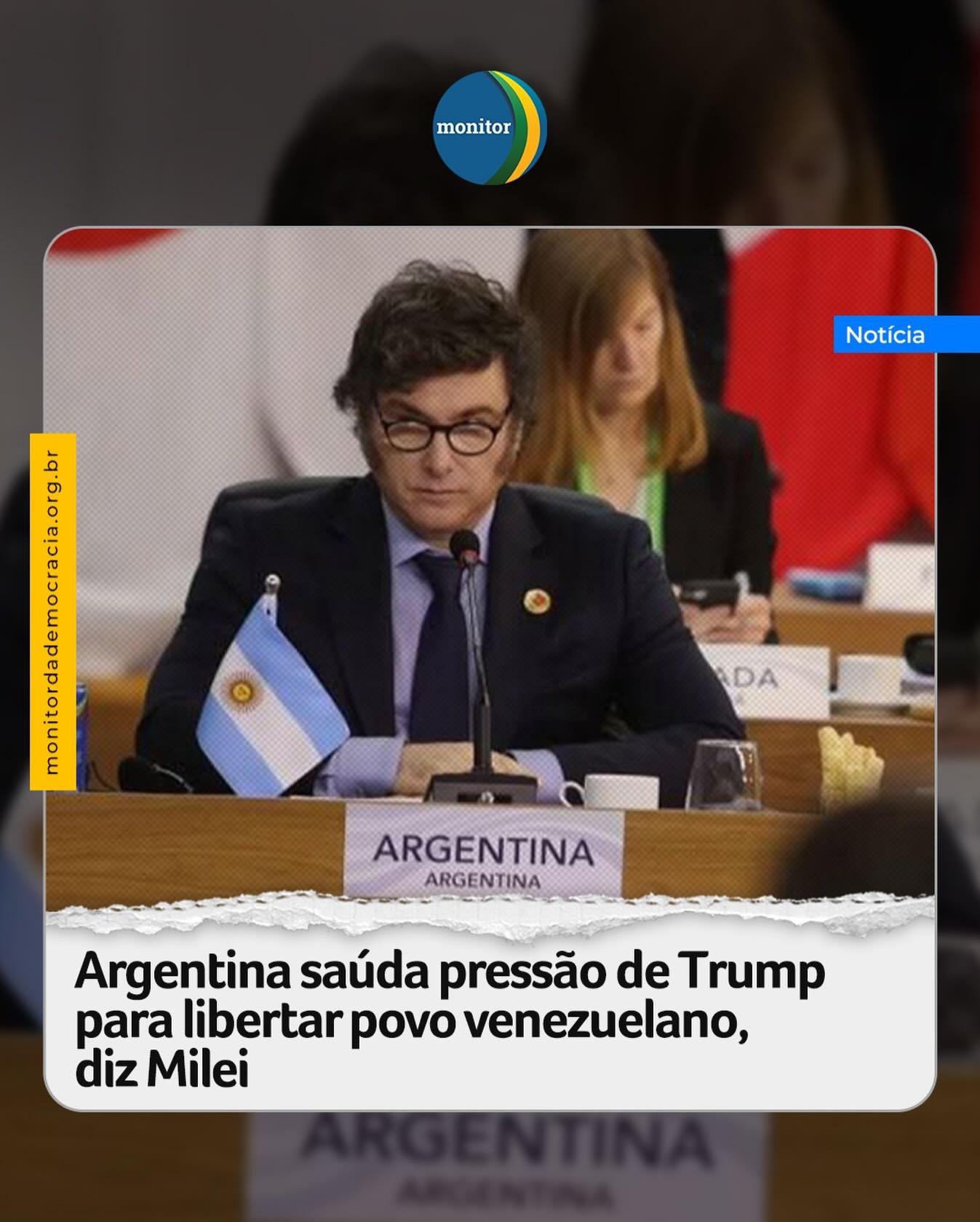 O presidente da Argentina, Javier Milei, defendeu neste sábado, 20, na cúpula do Mercosul, a pressão exercida pelos Estados Unidos sobre a Venezuela.

“A Argentina saúda a pressão dos Estados Unidos e de Donald Trump para libertar o povo venezuelano. O tempo de ter uma aproximação tímida nessa matéria se esgotou”, afirmou Milei em Foz do Iguaçu (PR), durante a reunião de chefes de Estado do bloco.

#milei #argentina #monitordademocracia