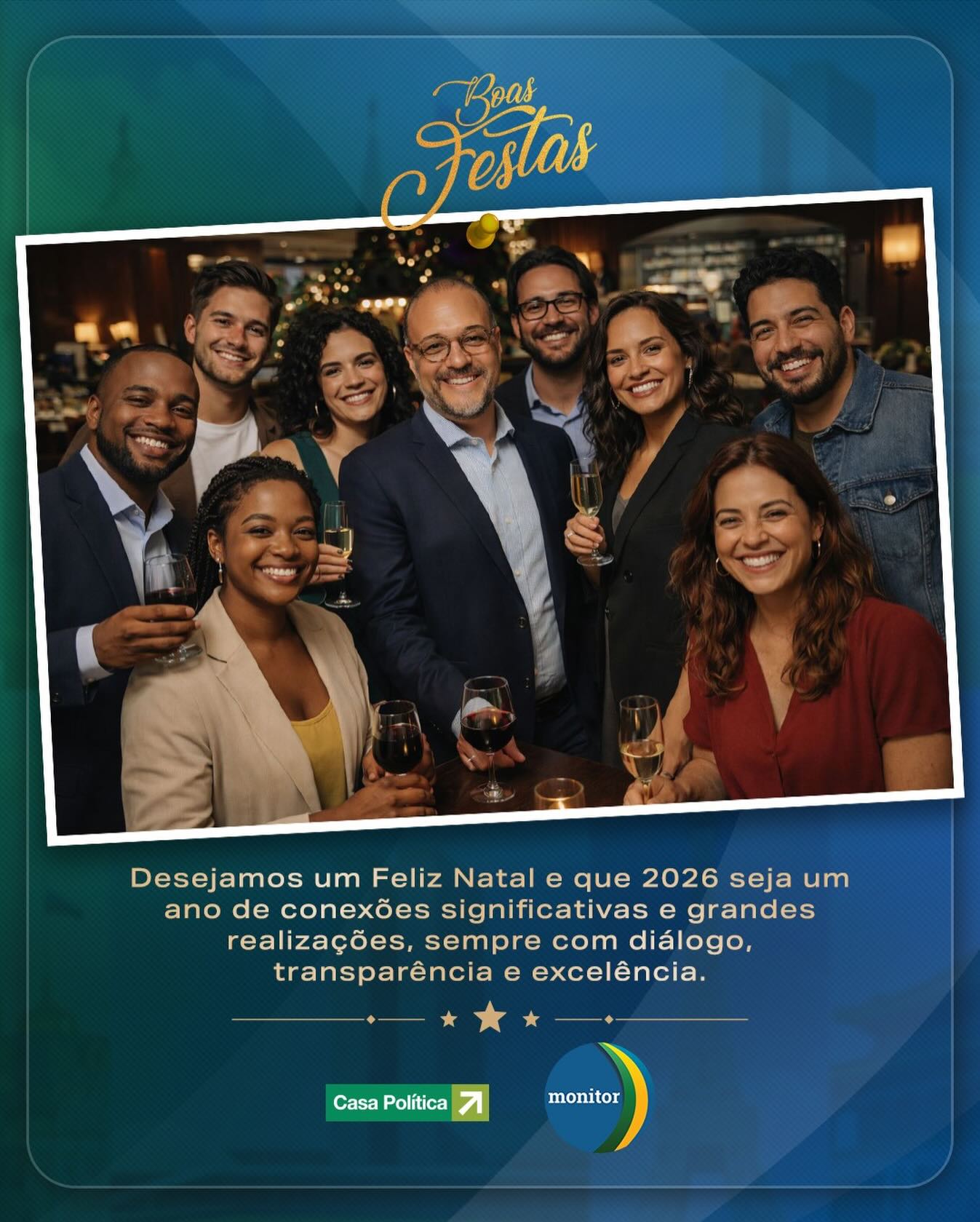 O encerramento de um ciclo é o momento ideal para refletir sobre o caminho que percorremos e as pontes que construímos.

Na Casa Política e no Monitor da Democracia, acreditamos que o diálogo e a transparência são os pilares de uma sociedade mais justa e de resultados extraordinários. Nossa equipe se une para agradecer por este ano de parceria. Em 2025, trabalhamos arduamente por esses ideais e, para 2026, renovamos nosso compromisso com a excelência.

Desejamos a todos os nossos parceiros, clientes e amigos um Feliz Natal e um Ano Novo repleto de conexões significativas. 

Que o próximo ano seja de grandes realizações e de fortalecimento democrático! 🥂✨

#boasfestas #democracia #casapolitica #monitordademocracia #transparencia