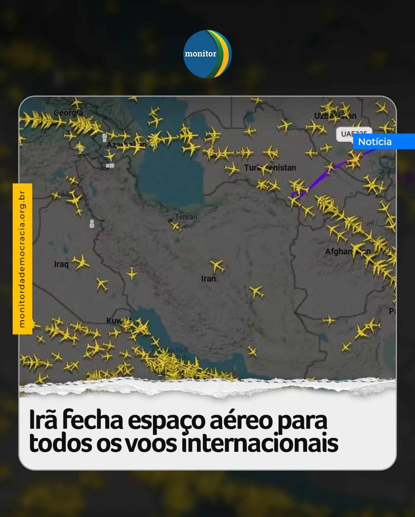 Autoridades iranianas comunicaram às companhias aéreas nesta quarta-feira, 14, o fechamento do espaço aéreo do país para todos os voos internacionais, com exceção das aeronaves com origem ou destino à capital, Teerã.

A medida foi adotada em meio aos protestos contra o regime do aiatolá Ali Khamenei e ao aumento das tensões com os Estados Unidos.

Segundo o site Flightradar24, especializado no monitoramento do tráfego aéreo, há poucos aviões sobrevoando o espaço aéreo iraniano no momento.

#iran #teerã #espaçoaéreo #orientemédio #monitordademocracia