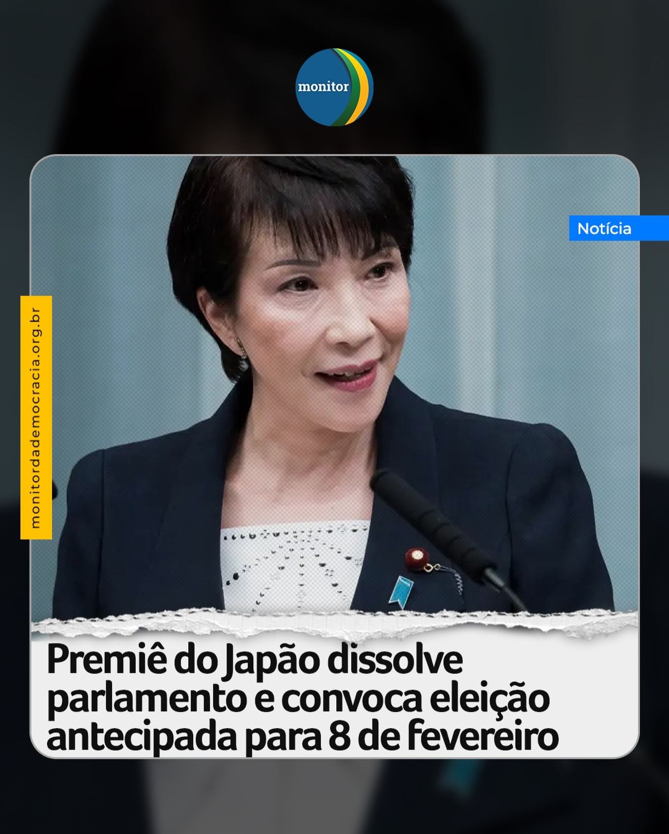 A primeira-ministra do Japão, Sanae Takaichi, anunciou nesta segunda-feira (19) sua decisão de dissolver a Câmara Baixa do Parlamento a partir de sexta-feira (23), após convocar eleições gerais antecipadas para o dia 8 de fevereiro, tal como haviam antecipado políticos e a imprensa do país. Em entrevista coletiva, Takaichi afirmou que se trata de uma “decisão muito difícil” e destacou que seu próprio futuro como mandatária está em jogo.

“Gostaria que o povo decida diretamente se pode confiar a gestão do país a Sanae Takaichi”, declarou a primeira-ministra, que chegou ao poder após vencer as primárias do governante Partido Liberal Democrata (PLD) em outubro do ano passado, motivadas pela renúncia de seu antecessor, Shigeru Ishiba.

Na semana passada, a imprensa japonesa já havia antecipado a intenção da líder conservadora – a primeira mulher à frente de um governo japonês – de convocar eleições antecipadas para o início de fevereiro para aproveitar os altos índices de popularidade de seu novo Executivo.

#japão #sanaetakaichi #eleicoes #democracia #monitordademocracia