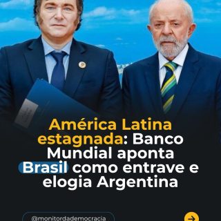 Segundo o Banco Mundial, mesmo a queda dos juros no começo deste ano e os preços vantajosos de commodities permanecem insuficientes para superar os entraves causados por tensões comerciais persistentes, incertezas em matéria de políticas, espaço fiscal limitado e demanda privada fraca no Brasil.

O tom muda drasticamente ao falar da Argentina, descrita como o grande destaque de superação do cenário de baixo crescimento. O Banco Mundial atribui essa virada a um “ajuste fiscal decisivo”, que transformou o déficit abismal de 2023 em superávits primários e gerais em 2025 e 2026.

De perfil (ultra)liberal, o presidente argentino tem levado adiante, desde que chegou ao poder em 2023, uma agenda de reformas econômicas para conter a inflação e estimular o crescimento do país.

E na sua visão: o Brasil deveria seguir um caminho mais parecido com o da Argentina ou construir uma estratégia própria para crescer?