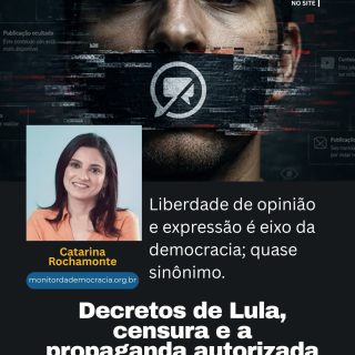 legenda: Liberdade de expressão é um dos pilares de qualquer democracia.

Mas quando o controle do discurso passa a ser justificado por termos amplos como “segurança”, “combate à desinformação” ou “proteção das instituições”, uma pergunta precisa ser feita:

Quem decide o que pode ou não ser dito?

O novo artigo de Catarina Rochamonte analisa os recentes decretos presidenciais sobre segurança digital, responsabilidade das plataformas e os possíveis impactos sobre o debate público no Brasil.

Mais do que uma discussão sobre tecnologia, esse é um debate sobre liberdade, poder e os limites da atuação do Estado na internet.

E você, acredita que essas medidas protegem a democracia ou abrem espaço para censura?
Comente sua opinião.