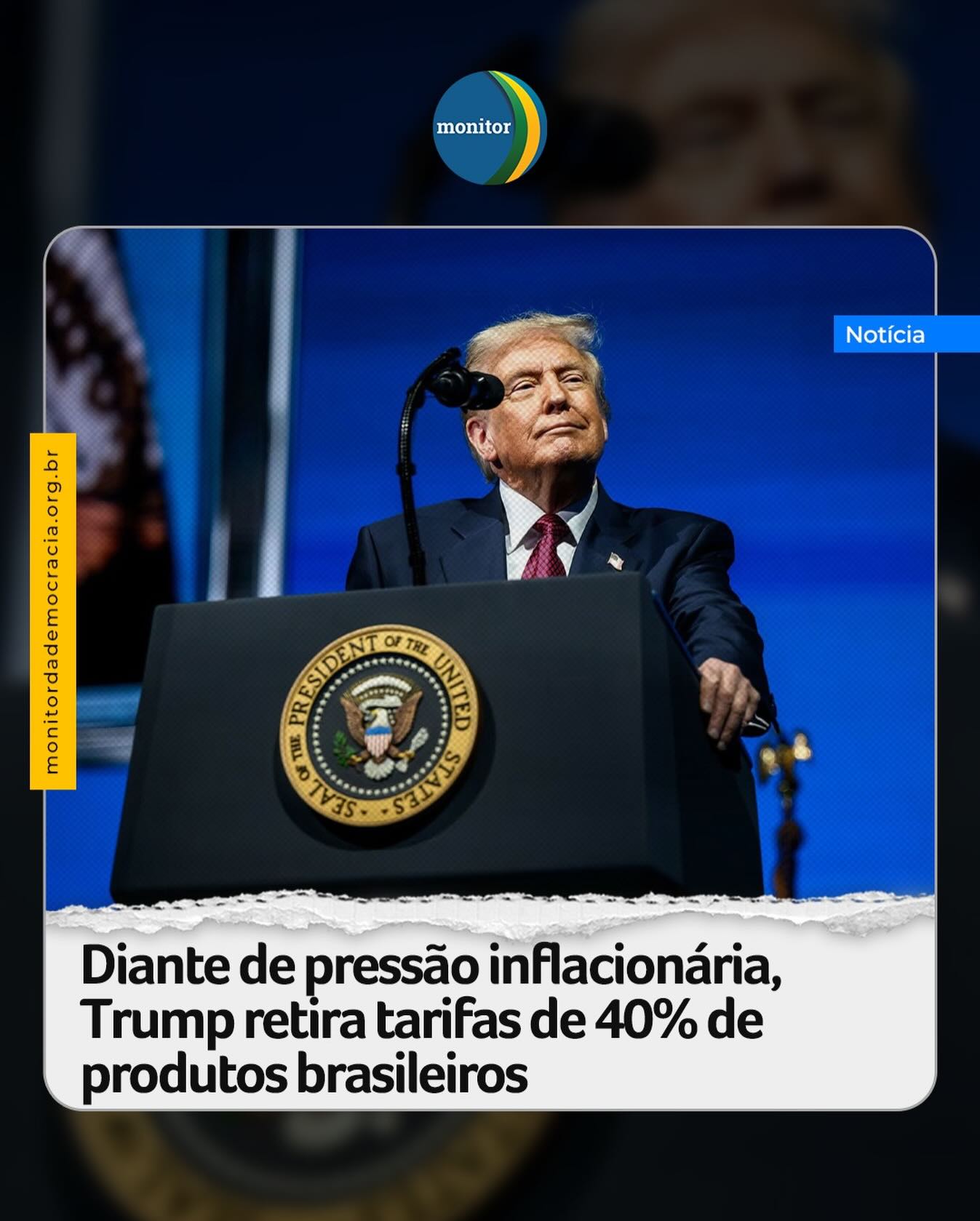 A Casa Branca publicou uma ordem executiva que zera as tarifas de 40% dos Estados Unidos sobre alguns produtos agrícolas brasileiros. Com a decisão, as tarifas sobre carne bovina fresca, resfriada ou congelada, produtos de cacau e café, certas frutas, vegetais e nozes, e fertilizantes foram zerados.

O decreto vem em momento que os norte-americanos reclamam da inflação de alguns produtos. Os preços de bananas e carne moída, muito usada para hambúrgueres, subiram depois do tarifaço.

Não é uma vitória da diplomacia brasileira, mas resultado da necessidade econômica dos EUA.

#brasil #tarifaço #eua #trump #monitordademocracia