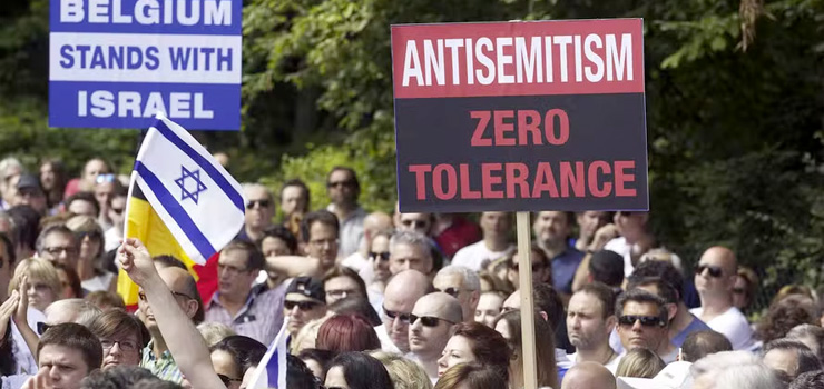 Protesto contra o antissemitismo na Bélgica — Foto: AFP